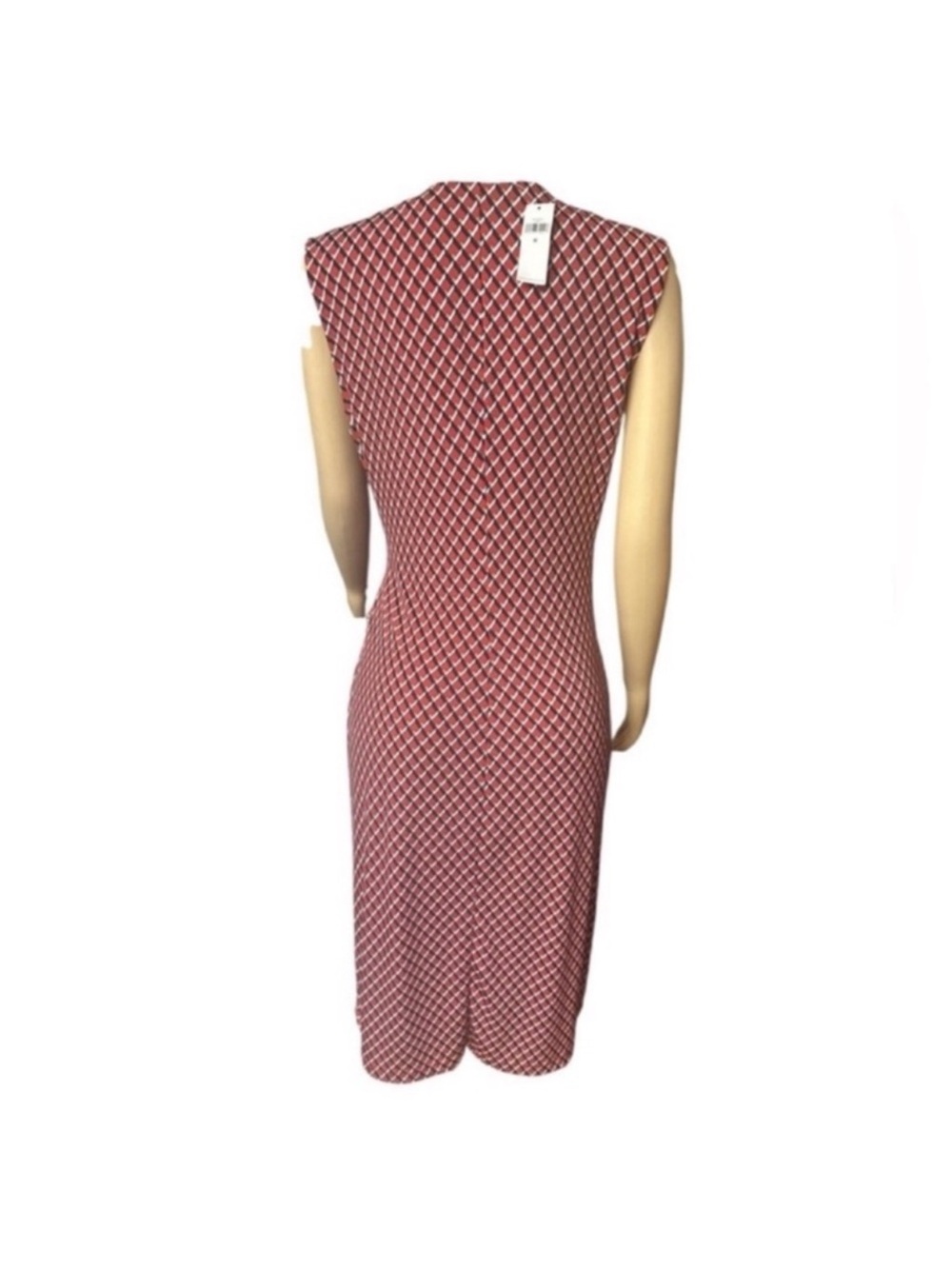NWT Banana Republic Sleeveless Women’s Red and Navy Geometric Wrap Dress - Picture 5 of 16